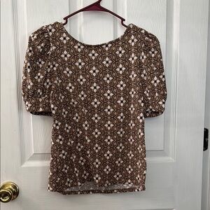 Ann Taylor Brown Geometric Patterned Women's Top